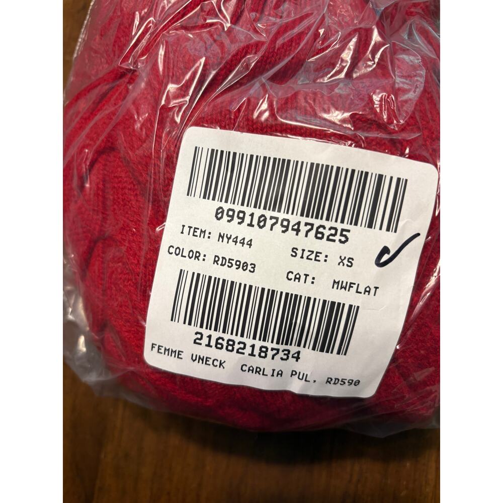 Madewell V-Neck Pullover Sweater Merino Wool XS Red NWT NY444 Cable Knit Prep - Picture 6 of 7